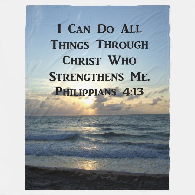 INSPIRING PHILIPPIANS 4:13 BIBLE VERSE FLEECE BLANKET (Front)