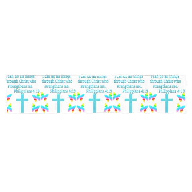 INSPIRING PHILIPPIANS 4:13 DESIGN SHORT TABLE RUNNER (Horizontal)