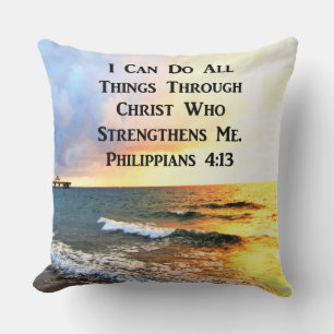 INSPIRING PHILIPPIANS 4:13 SCRIPTURE VERSE CUSHION
