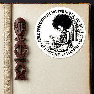 Inspiring "Power of a Girl" Ex Libris Bookplate Classic Round Sticker
