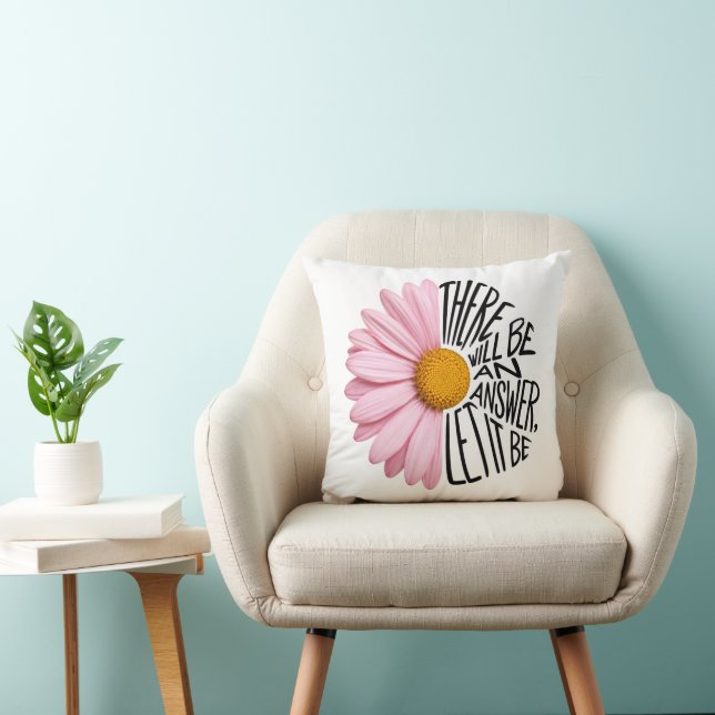 Inspiring Quote and Pink Daisy Cushion (Chair)