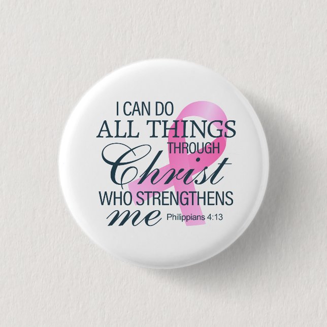 Inspiring Quote Breast Cancer Awareness Pin Button (Front)