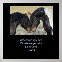 Inspiring Quote. Two Brown Wild Horses Nuzzling