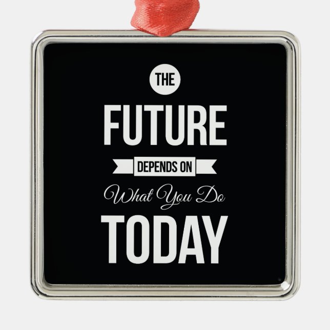 Inspiring Quotes The Future Black Metal Ornament (Front)