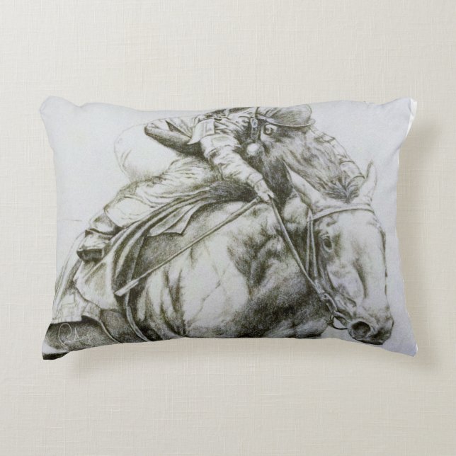 Inspiring Race Horse Design Decorative Cushion (Front)