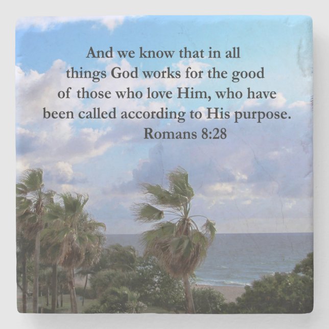 INSPIRING ROMANS 8:28 DESIGN STONE COASTER (Front)
