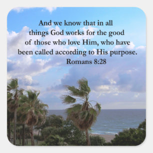 INSPIRING ROMANS 8:28 SQUARE STICKER