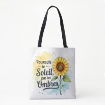 Inspiring Sunflower Tote Bag – Quote 'Chase