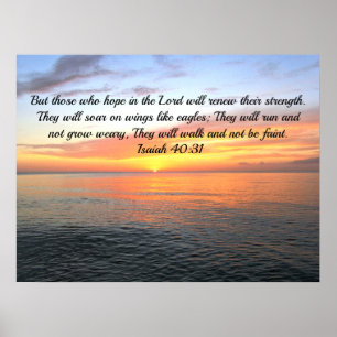 INSPIRING SUNRISE ON THE OCEAN ISAIAH 40:31 POSTER