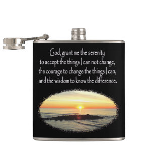 INSPIRING SUNRISE SERENITY PRAYER DESIGN HIP FLASK