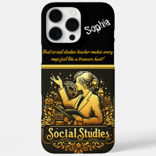 Inspiring Teacher Presenting Social Studies iPhone 16 Pro Max Case