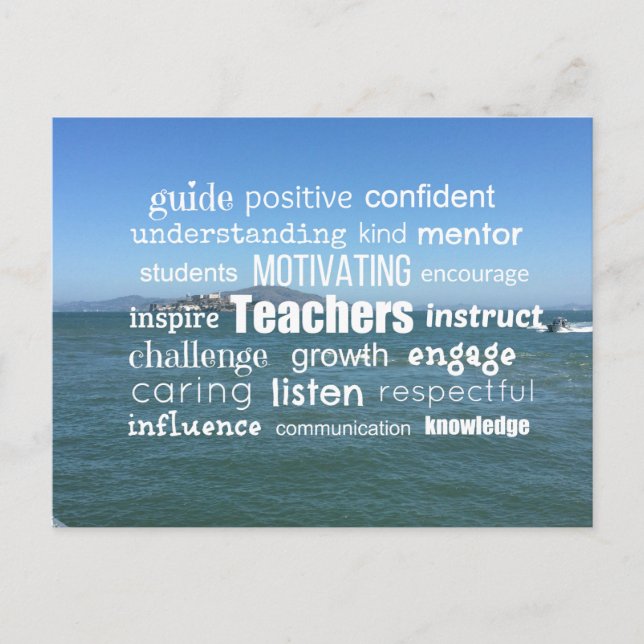 Inspiring Teachers Word Collage Postcard (Front)