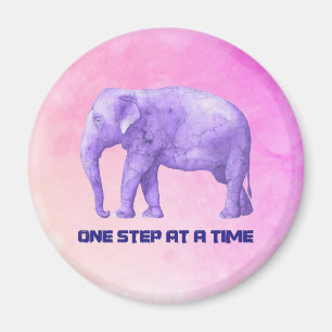 Inspiring Typography Purple Watercolor Elephant Magnet