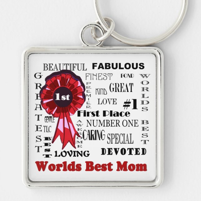 Inspiring Word Collage Worlds Best Mum Key Ring (Front)