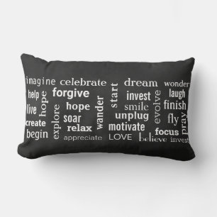 Inspiring words to live on chalkboard lumbar cushion
