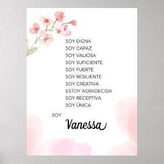 Inspiring your journey with affirmations Spanish Poster