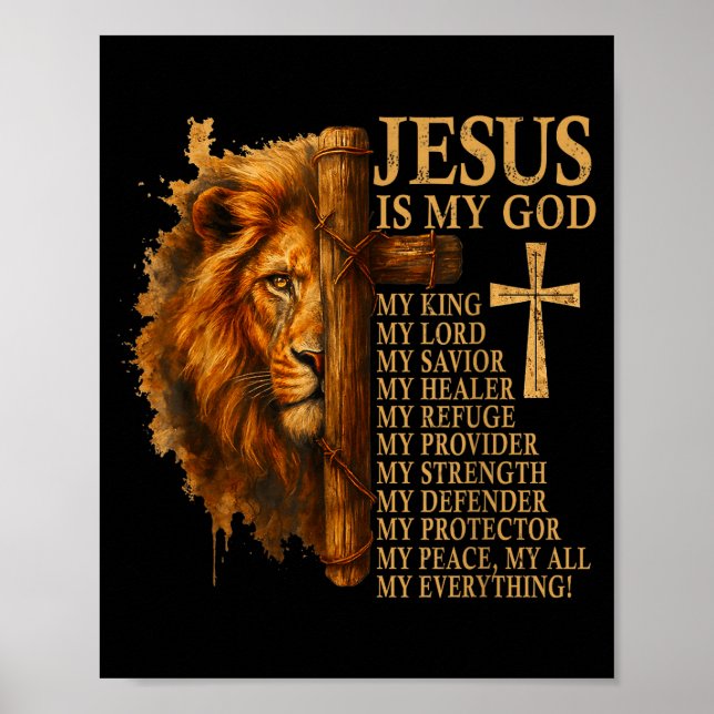 Insrational Lion Of Judah Faith Quote For Men Wome Poster (Front)