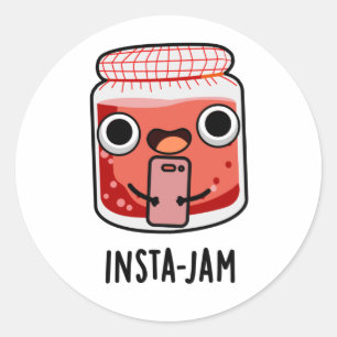 Insta-jam Funny Social Media Jam Pun Classic Round Sticker