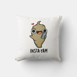 Insta-yam Funny Social Media Veggie Pun Cushion