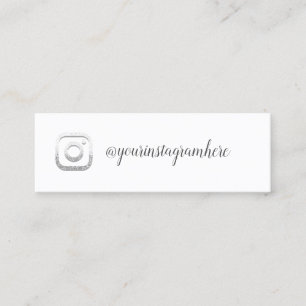 Instagra Social Media Logo Event Glitter Grey Mini Business Card