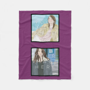 Instagram 2-Photo Violet Custom Fleece Blanket