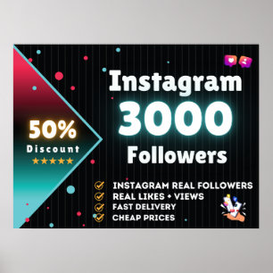 Instagram 3000 Followers   Buy Instagram Followers Poster