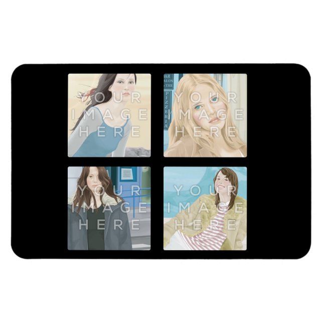 Instagram 4 Photo Personalised Flexi Magnet Design (Horizontal)
