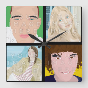 Instagram 4 Photo Personalised Square Wall Clock