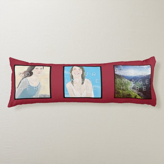 Instagram 6-Photo Red Custom Body Pillow (Front)