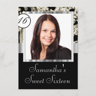 Instagram and damask sweet sixteen invitation