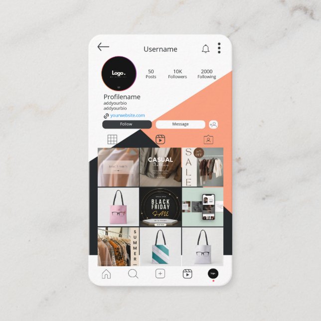 Instagram Business Card Scan To Connect QR Code  (Front)