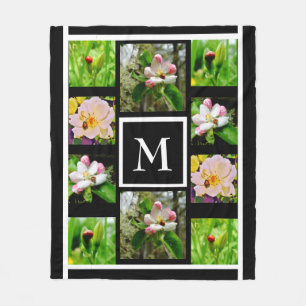 Instagram collage your pictures custom monogram fleece blanket