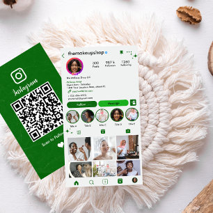 Instagram Custom Green QR Code   Social Media  Business Card