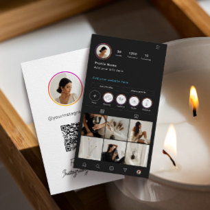 Instagram Dark Theme QR Code 7 Photo Social Media Business Card