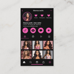 Instagram Dark Theme QR Code 7 Photo Social Media Business Card