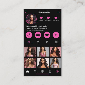 Instagram Dark Theme QR Code 7 Photo Social Media Business Card