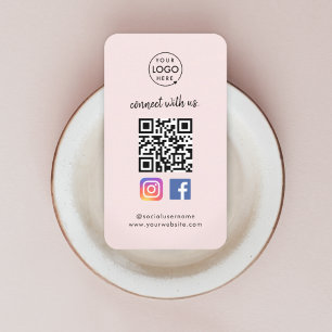 Instagram Facebook QR Code   Social Media Pink Business Card