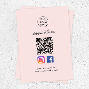 Instagram Facebook QR Code Social Media Pink Enclosure Card