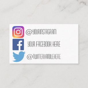 Instagram facebook twitter business card
