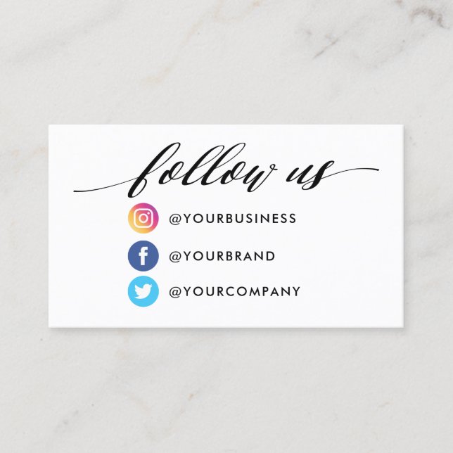 Instagram Facebook Twitter Qr Code Business Card (Front)