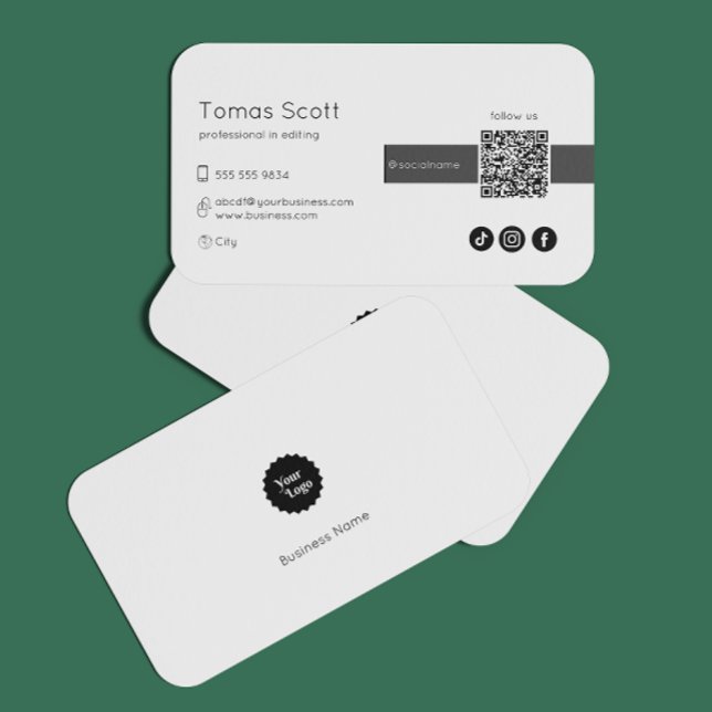 Instagram Follow Us Qr Code Black Business Card (connect with ussocial mediaqr codeblack business logoinstagram facebookscan to )