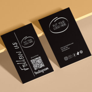 Instagram Follow Us Qr Code Black Business Logo Card