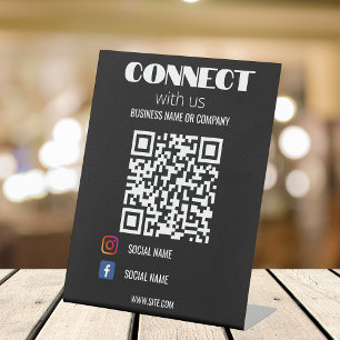 Instagram Follow Us Qr Code Black Modern Pedestal Sign