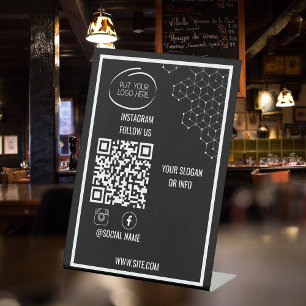 Instagram Follow Us Qr Code Modern Black Pedestal Sign