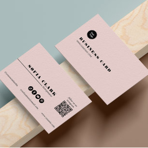 Instagram Follow Us Qr Code Pink & Black Business Card