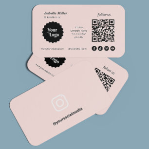 Instagram Follow Us Qr Code Pink Business Logo Business Card