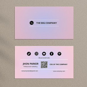 Instagram Follow Us Qr Code Pink Modern Business Card