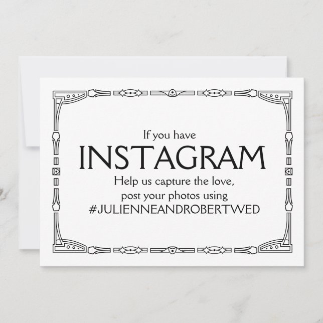 "Instagram Hashtag" Art Deco Style Wedding Sign (Front)