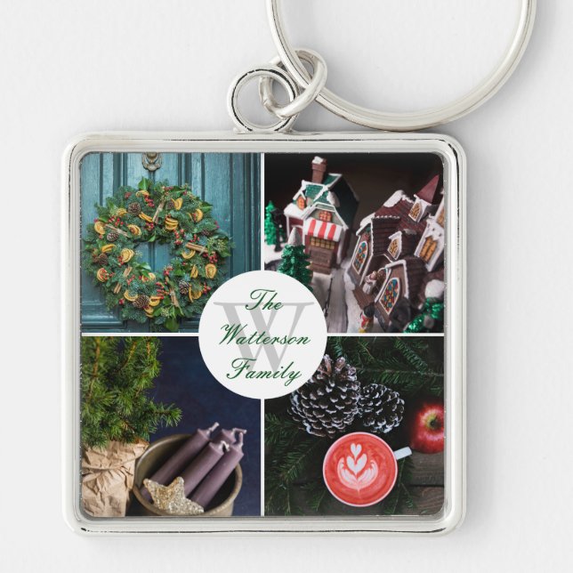 Instagram Hygge Christmas Personalised Photo Grid Key Ring (Front)