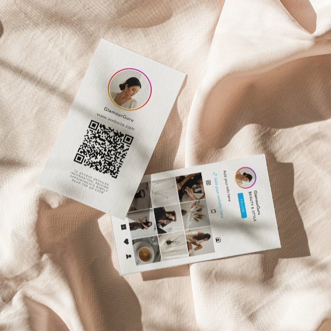 Instagram Ligh Theme QR Code 10 Photo Grid Business Card (Creator Uploaded)